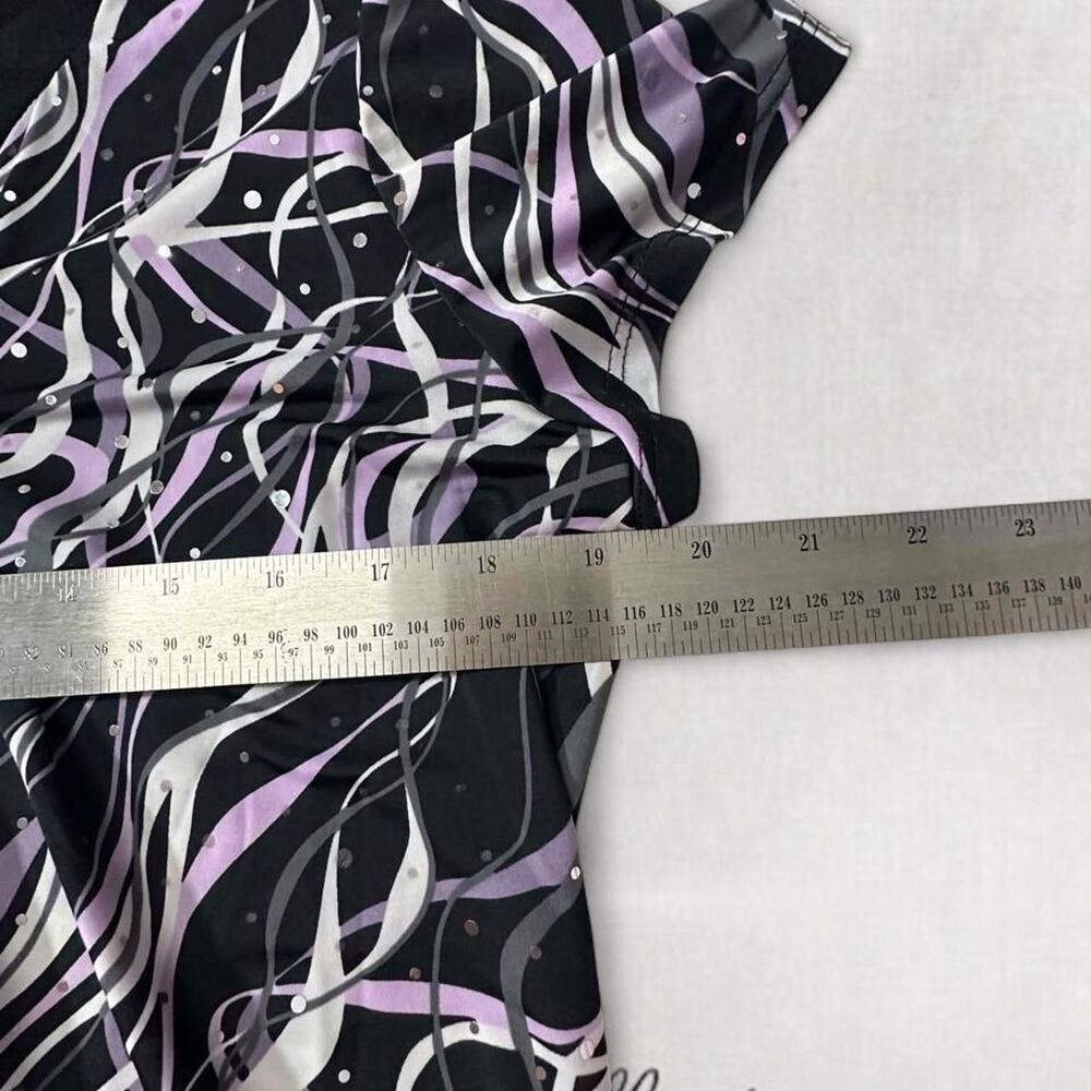 Fairycore Goth Black, Purple and White Patterned Short Sleeve Blouse - Picture 4 of 6
